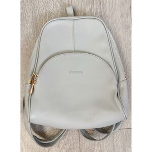 Nevenka Grey Leather Travel Laptop Backpack